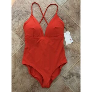 Women's Calia Swim Triangle Straps Back One-Piece Swimsuit Size 16 NWT Fresh Red